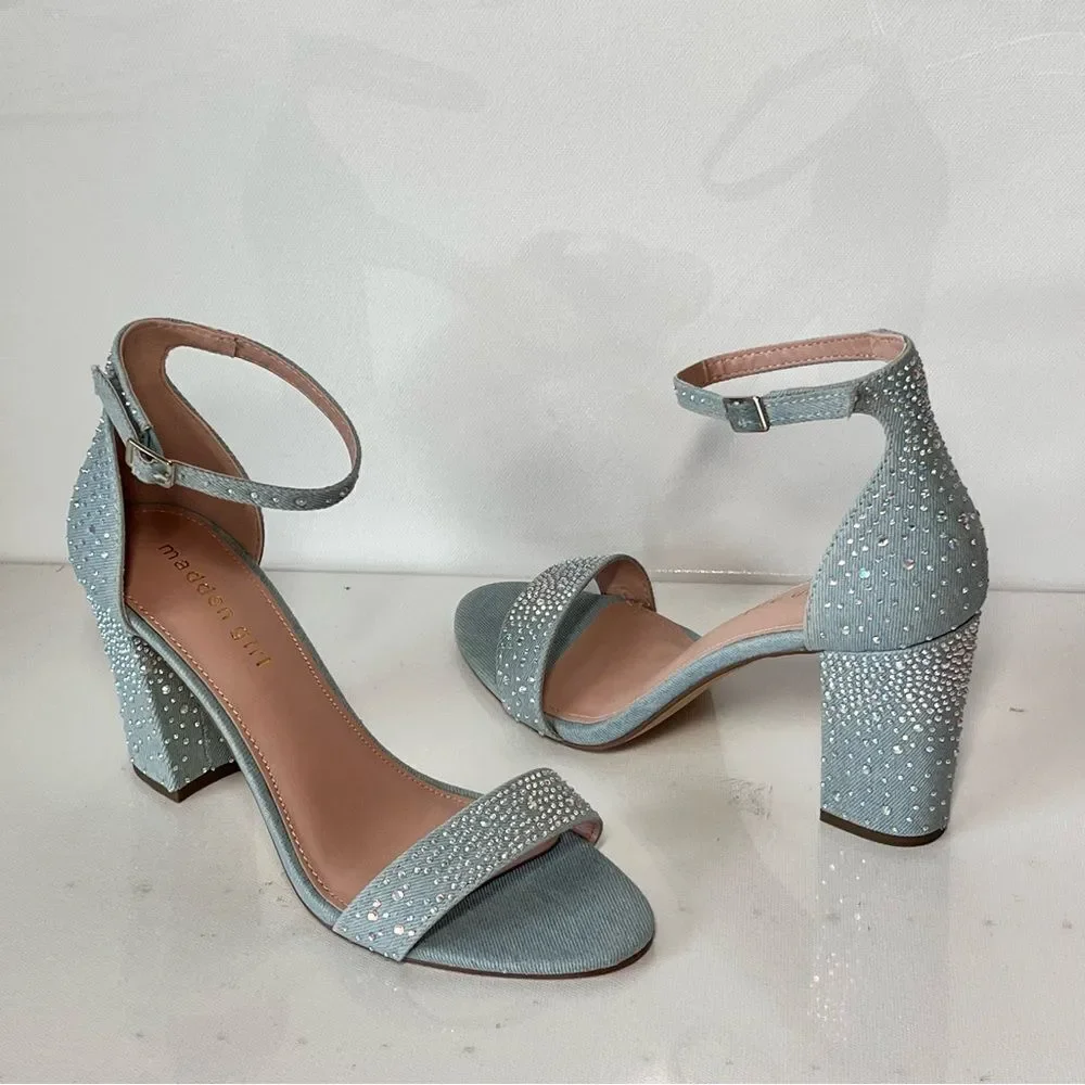 Madden Girl Beella Denim Rhinestone Heels